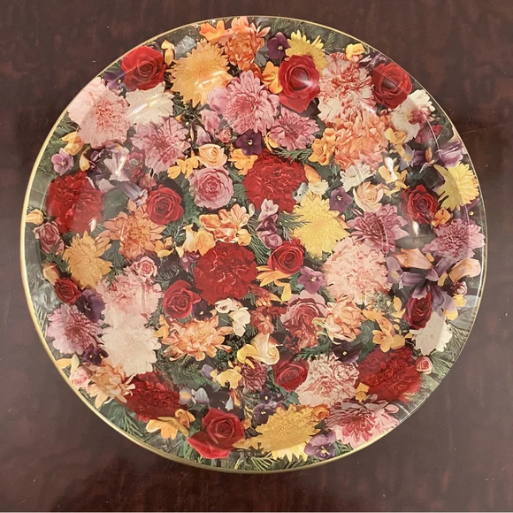 VTG  1971 Daher  Ware Round Tin  Bowls (3) England 10.25” Chicken Bird Floral - Picture 4 of 9